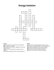 Energy Isolation crossword puzzle