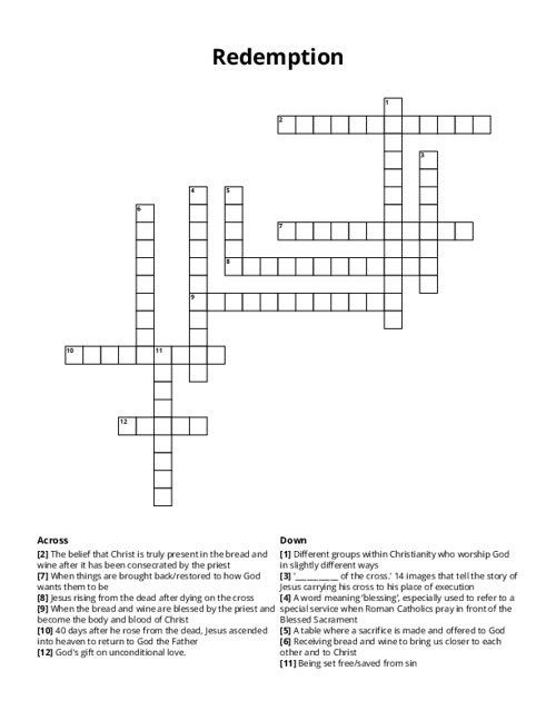 Redemption Crossword Puzzle