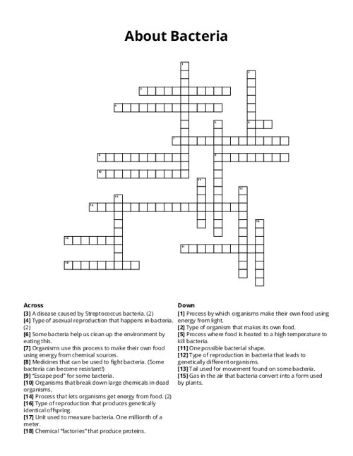 About Bacteria Crossword Puzzle