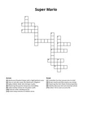 Super Mario crossword puzzle