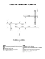 Industrial Revolution in Britain crossword puzzle