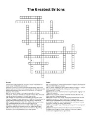 The Greatest Britons crossword puzzle