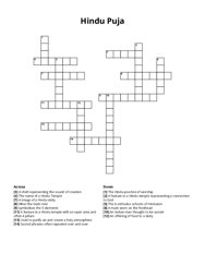 Hindu Puja crossword puzzle