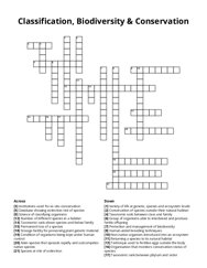 Classification, Biodiversity & Conservation crossword puzzle