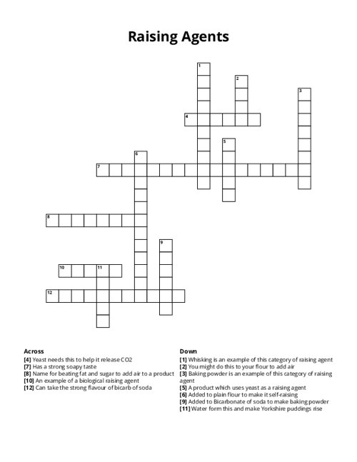 Raising Agents Crossword Puzzle