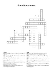Fraud Awareness crossword puzzle