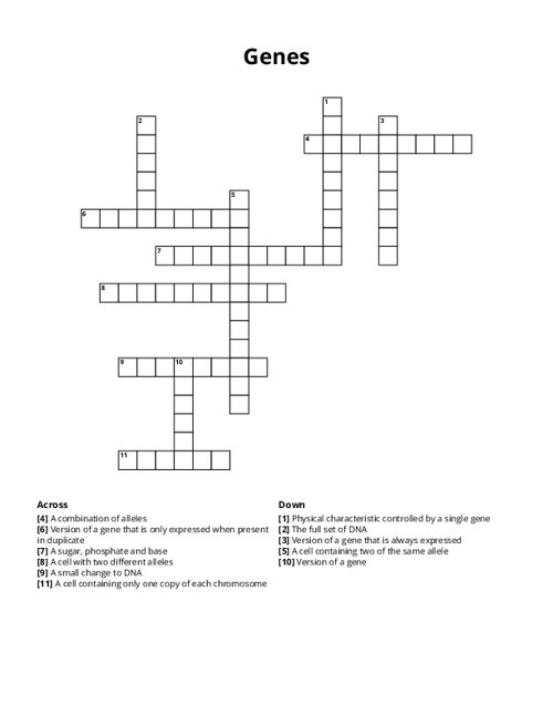 Genes Crossword Puzzle