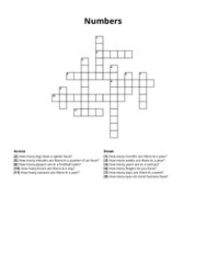 Numbers crossword puzzle