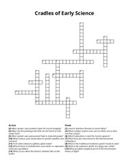 Cradles of Early Science crossword puzzle