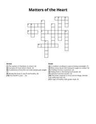 Matters of the Heart crossword puzzle