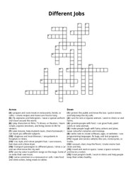 Different Jobs crossword puzzle