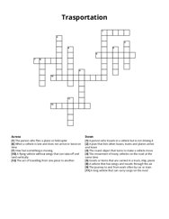 Trasportation crossword puzzle