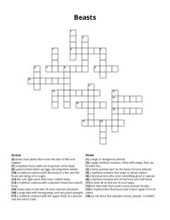 Beasts crossword puzzle