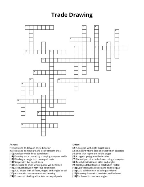 Trade Drawing Crossword Puzzle