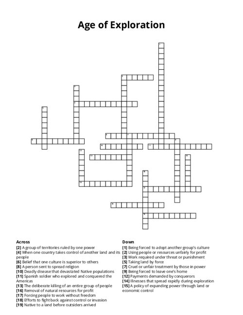 Age of Exploration Crossword Puzzle