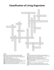 Classification of Living Organisms Crossword Puzzle