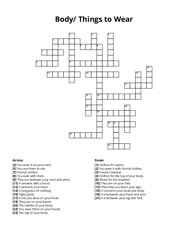 Body/ Things to Wear Crossword Puzzle
