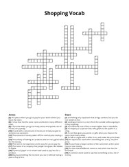 Shopping Vocab crossword puzzle