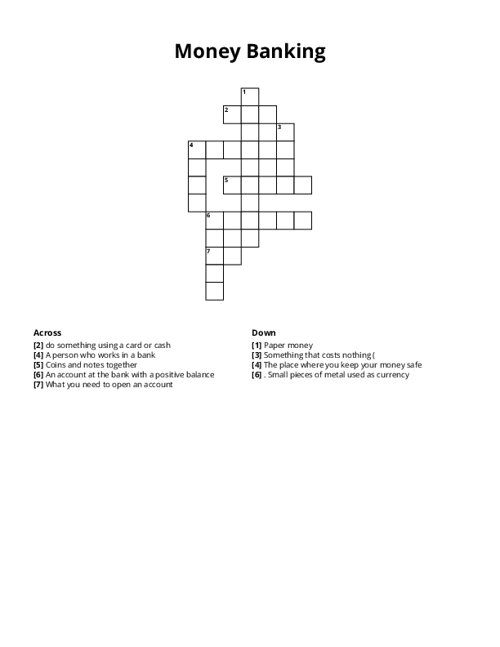 Money Banking Crossword Puzzle