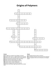 Origins of Polymers Crossword Puzzle