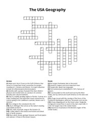 The USA Geography Crossword Puzzle