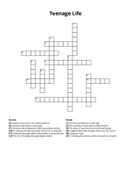 Teenage Life Crossword Puzzle