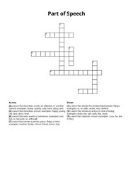 Part of Speech crossword puzzle