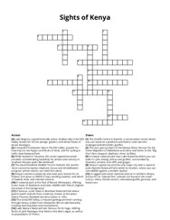 Sights of Kenya Crossword Puzzle