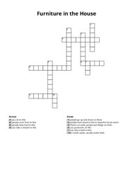 Furniture in the House Crossword Puzzle