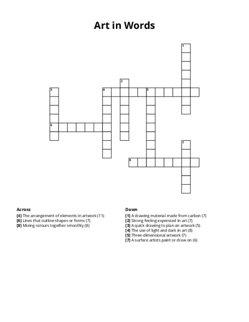 Art in Words Crossword Puzzle