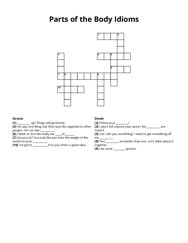 Parts of the Body Idioms Crossword Puzzle
