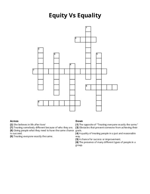 Equity Vs Equality Crossword Puzzle