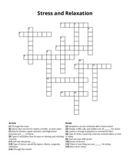 Stress and Relaxation Crossword Puzzle