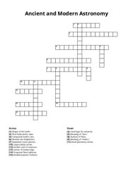 Ancient and Modern Astronomy Crossword Puzzle
