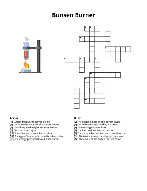 Bunsen Burner Crossword Puzzle