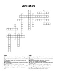 Lithosphere Crossword Puzzle