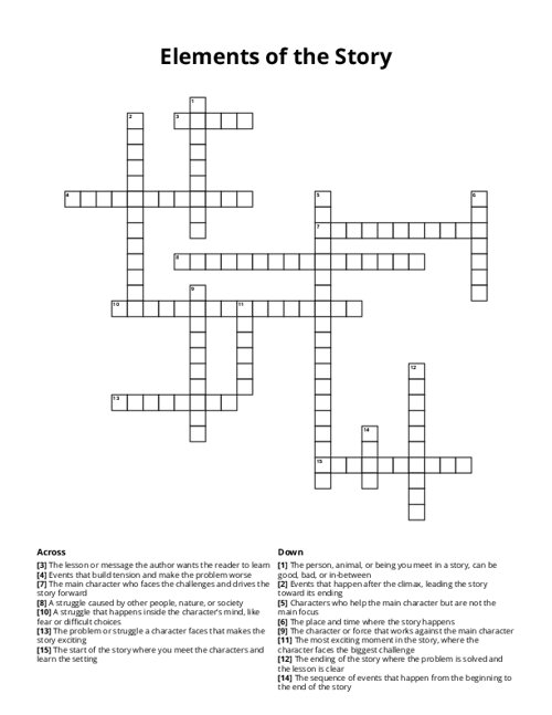 Elements of the Story Crossword Puzzle