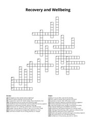 Recovery and Wellbeing Crossword Puzzle
