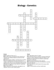 Biology - Genetics Crossword Puzzle