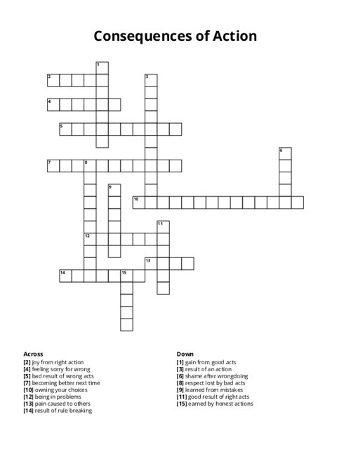 Consequences of Action Crossword Puzzle