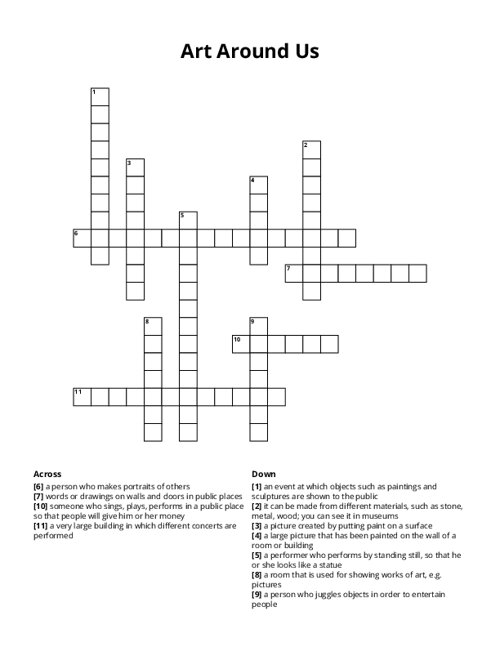 Art Around Us Crossword Puzzle