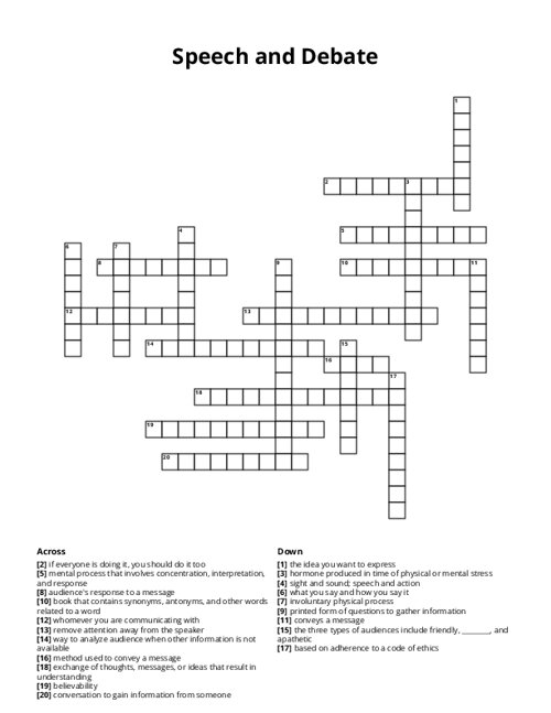 Speech and Debate Crossword Puzzle