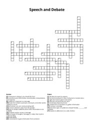 Speech and Debate Crossword Puzzle