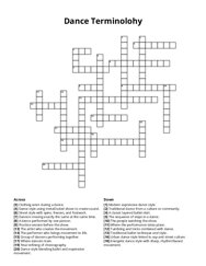 Dance Terminolohy Crossword Puzzle