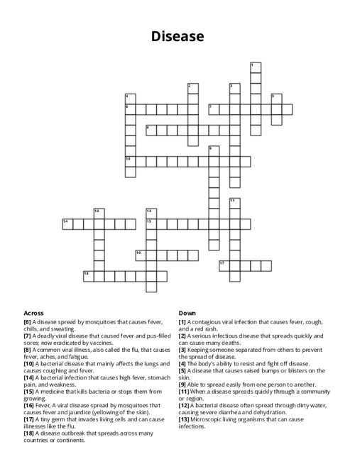 Disease Crossword Puzzle