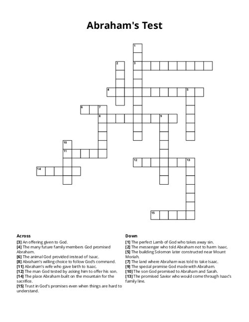 Abraham's Test Crossword Puzzle