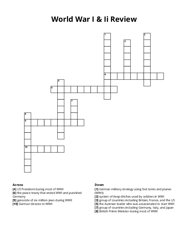 World War I & Ii Review Crossword Puzzle