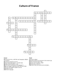Culture of France Crossword Puzzle