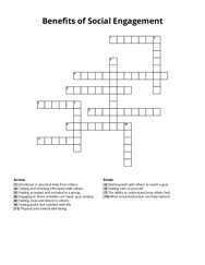 Benefits of Social Engagement Crossword Puzzle