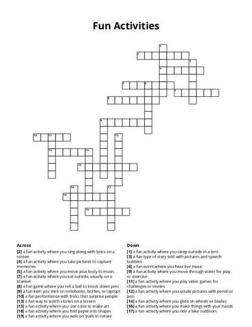 Fun Activities Crossword Puzzle